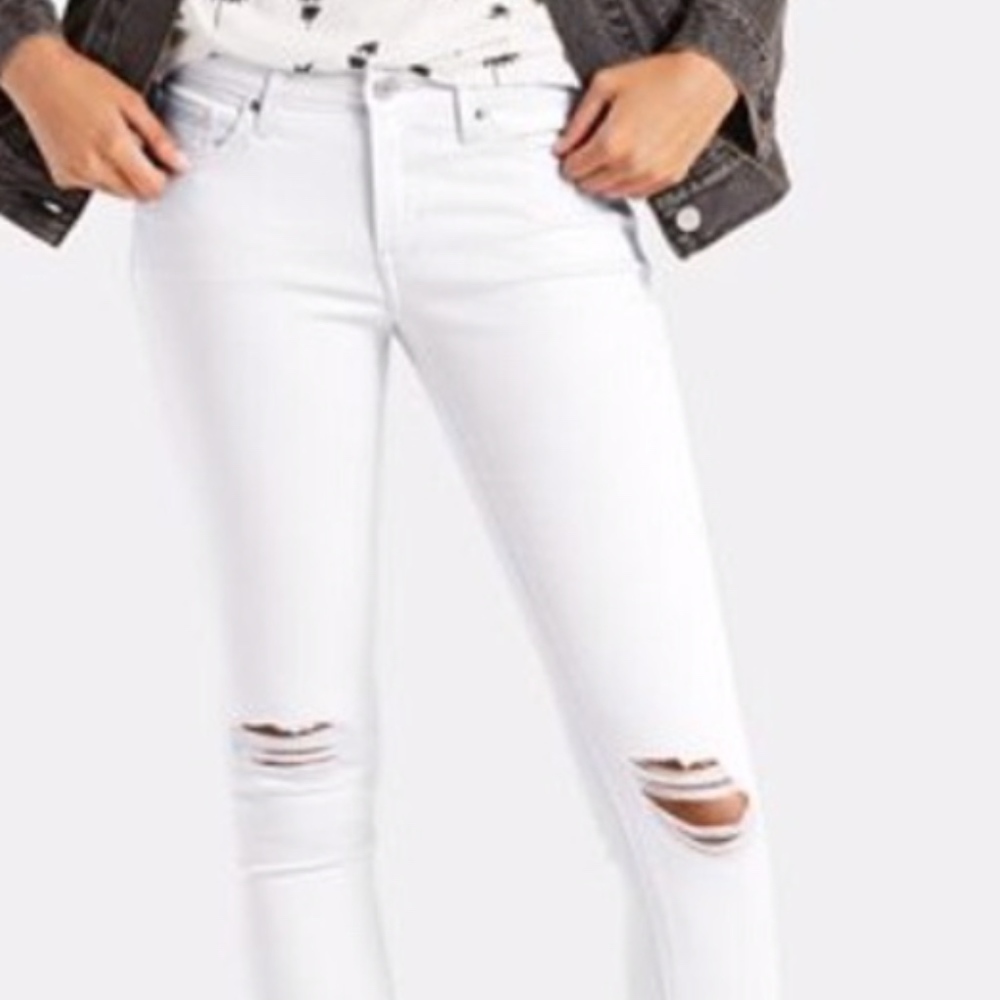 Levi’s 711 Skinny Distressed White Jeans